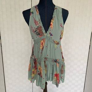 XS Free People Seafoam Floral Tank